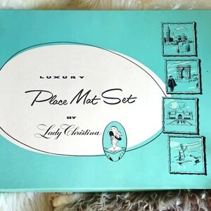 Vintage 1960s  Lady Cristina Luxury Place Mat Set- aqua